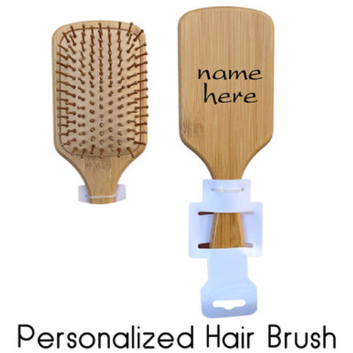 Wooden Bamboo Paddle Hair Brush with Personalized Name Print