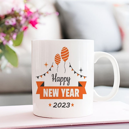 Happy New Year Message Printed White Mug