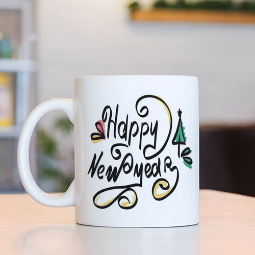 Beautiful Design New Year Greeting Printed Ceramic Mug