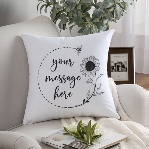 Flower Printed Cushion with Your Personal Message