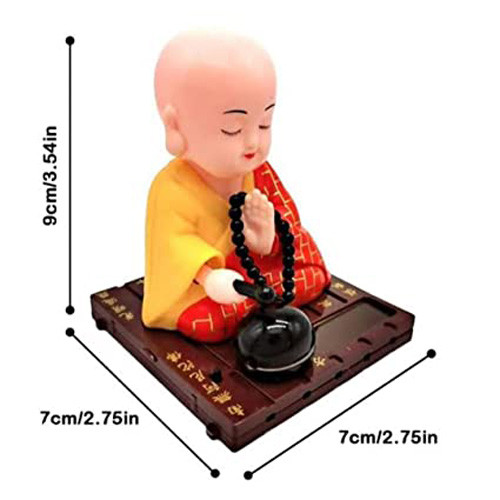 Little Buddha Monk Solar Run Showpiece For Car Dashboard