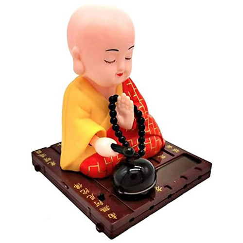 Little Buddha Monk Solar Run Showpiece For Car Dashboard