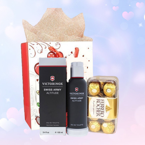 Victorinox Swiss Perfume & Ferrero Rocher in Paper Bag