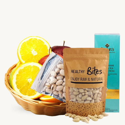 Mixed Seasonal Fruits with Dry Nuts & Rakura Tea Bag