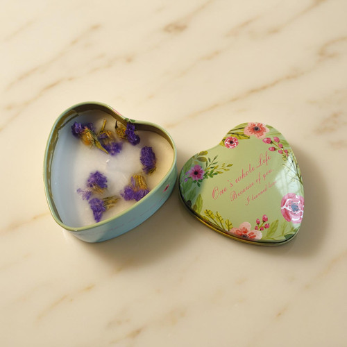 Cute Green Tin Heart Shape Aroma Candle Gift