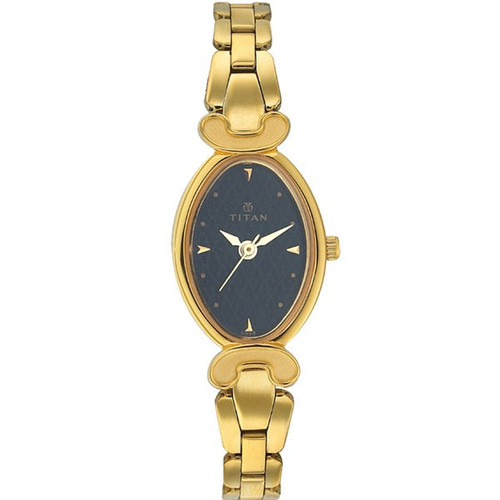 Titan Brass Case Black Dial Analog Watch for Women (2454YM03)