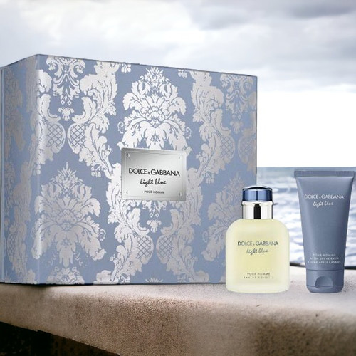 D&G Light Blue Pour Homme 2 Pcs Gift Set (75ml EDT Perfume + 50ml After Shave Balm) for Him