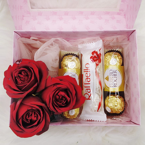 Premium Chocolates with Roses in a Box