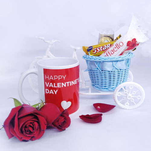 Mini Tricycle Basket Full of Chocolates & Mug