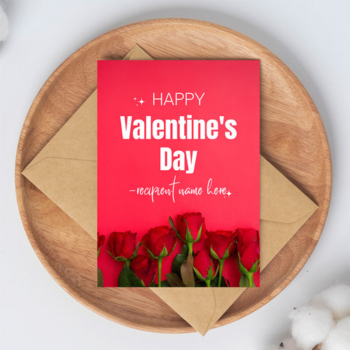 Personalized Name Print on Valentine's Greeting Card