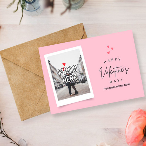 Valentine's Day theme Photo & Name Print Card
