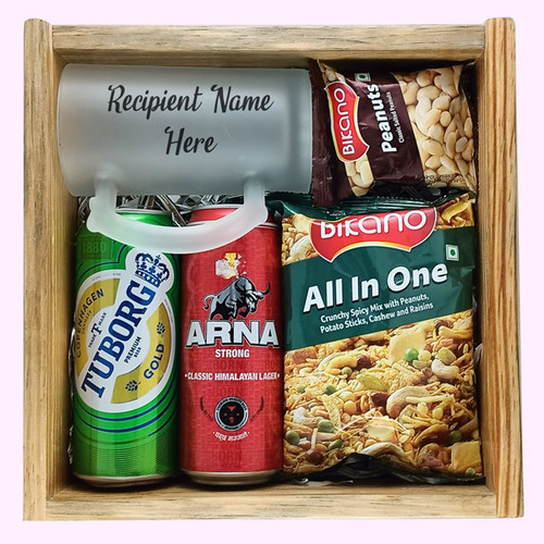 Bicano Namkeens with Mug & Can Beer Gift Combo