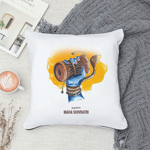 Lord Shiva Damaru Printed Cushion- Mahashivaratri Special