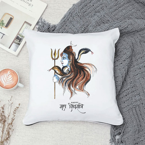 Lord Shiva Holding Trident Printed Cushion