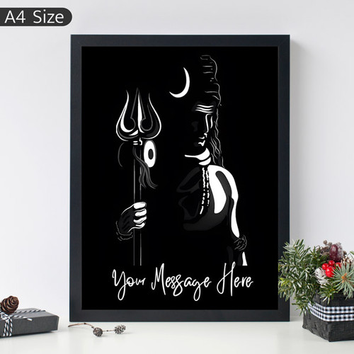 Black A4 size Photo Frame with Shivas Photo and Message