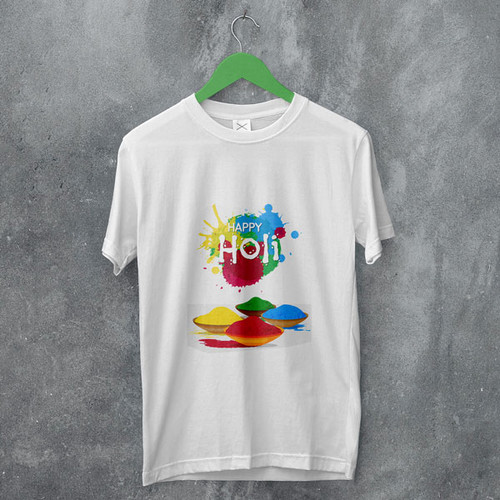 'Happy Holi' Printed T-shirt For Holi Festival
