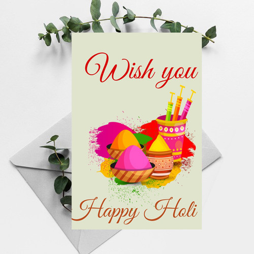 Wishing you a Happy Holi Printed Greeting Card