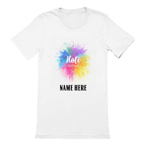 'Happy Holi' with Your Name Printed T-shirt For Holi Festival