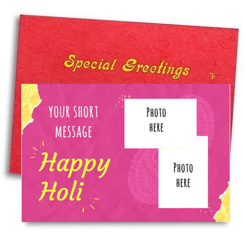 Personalized Photo with Message Printed Greeting Card For Holi Festival