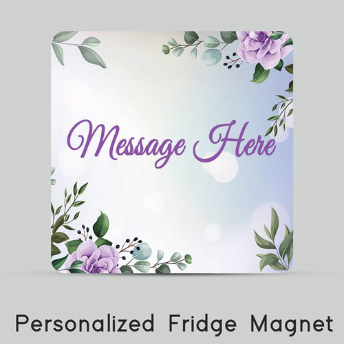 Personalized Message Print Fridge Magnet with Floral Design