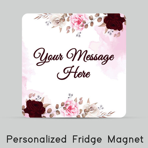 Pinkish Floral Print with Personalized Message Fridge Magnet