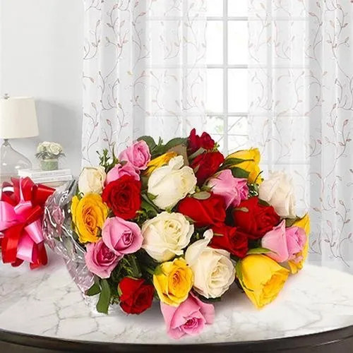 Two Dozen Colorful Roses Bunch