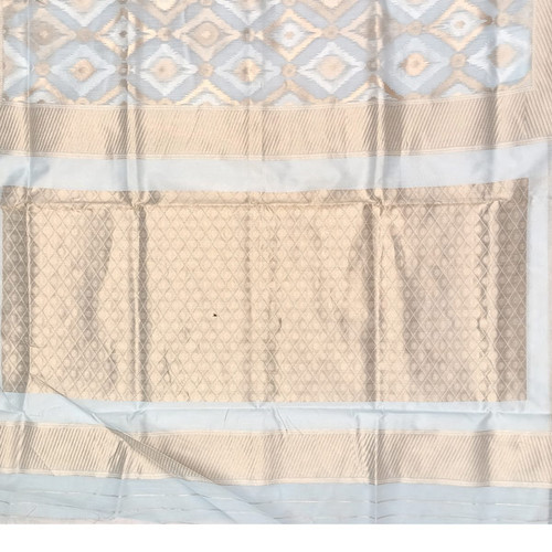 Attractive Sky Blue Saree with Golden Print
