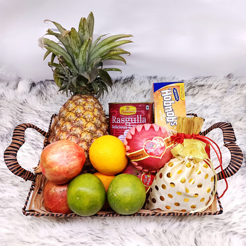 Exotic Fresh Fruits Gift Hamper On a Tray