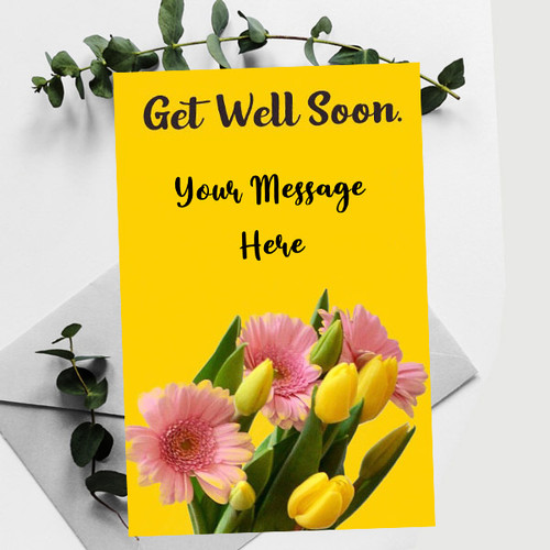 Floral Get Well Soon Printed Greeting Card