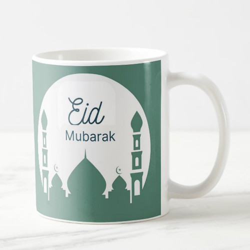 Eid Mubarak Green Printed Ceramic Coffee Mug for Gift