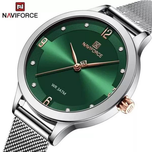 NaviForce NF5023 â€“ Green/Silver Analog WristWatch For Her