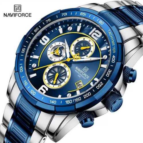NaviForce NF8020 â€“ Silver/Blue Digital Analog Watch For Men