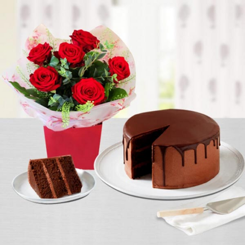 Chocolate cake and Roses (Australia Delivery Only)