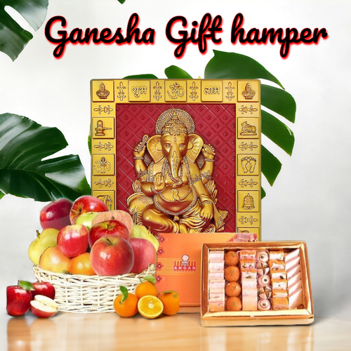 Fruits Hamper with Beautiful Ganesh Ji Photo Frame