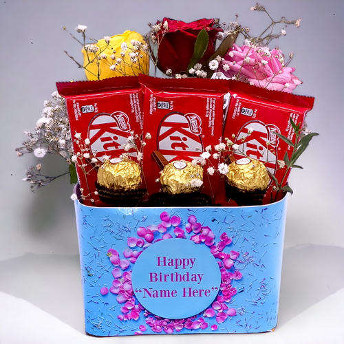 "Personalized Charming Choco Bliss & Roses Combo"