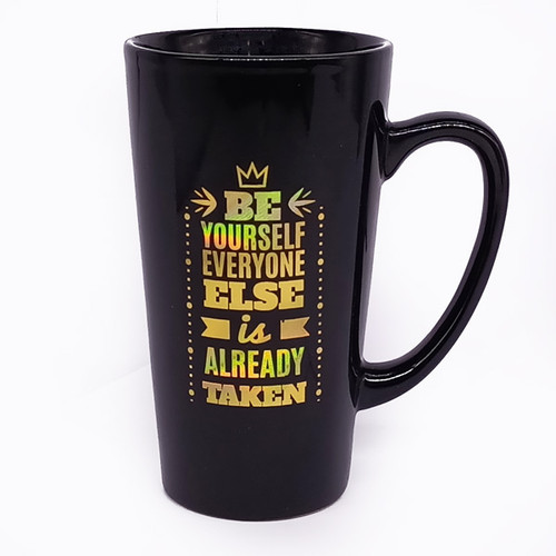 'Be Yourself' Printed Black Ceramic Mug