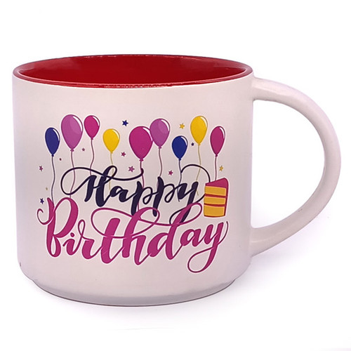 Happy Birthday Printed White|Red Ceramic Coffee Mug