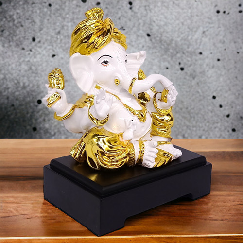 Beautiful Polyresin Gold Colour Plated Lord Ganesha Statue