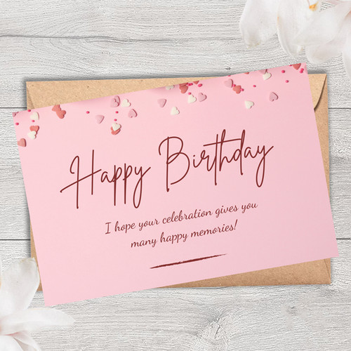 Happy Birthday Printed Pink Colour Greeting Card