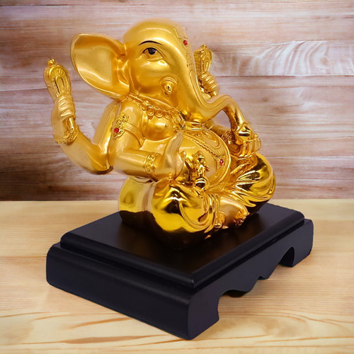 Gold Four Hands Ganesh Ji Statue