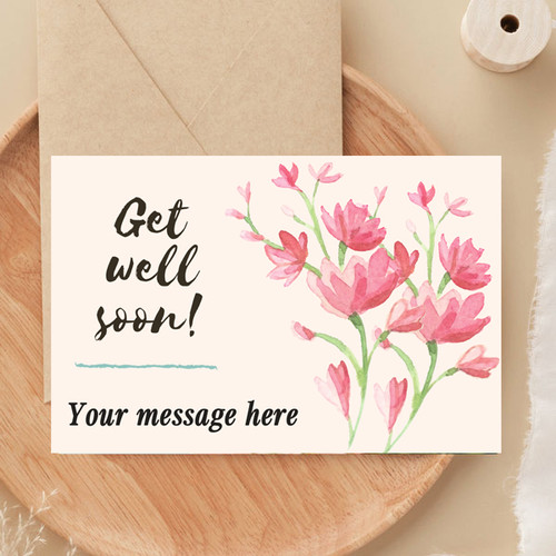 Beautiful Flower Printed Get Well Soon Greeting Card