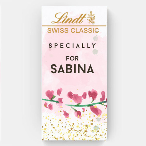 Personalised Name Print Lindt Swiss White Chocolate Cover