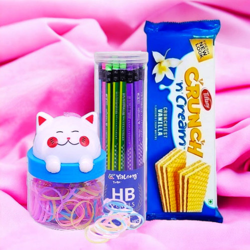 Tiffany Crunch n Cream Chocolate With Multi-colour Hair Band & Pencil Set