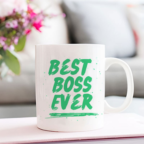 'Best Boss Ever' Printed White Ceramic Mug