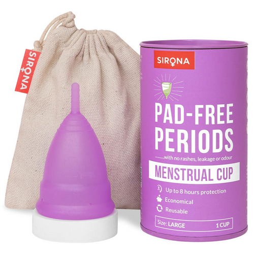 Sirona Reusable Menstrual Cup with FDA Compliant Medical Grade Silicone - Large