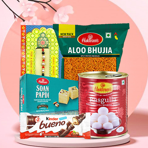 Rakhi Greeting Card With Chocolate & Sweets Hamper
