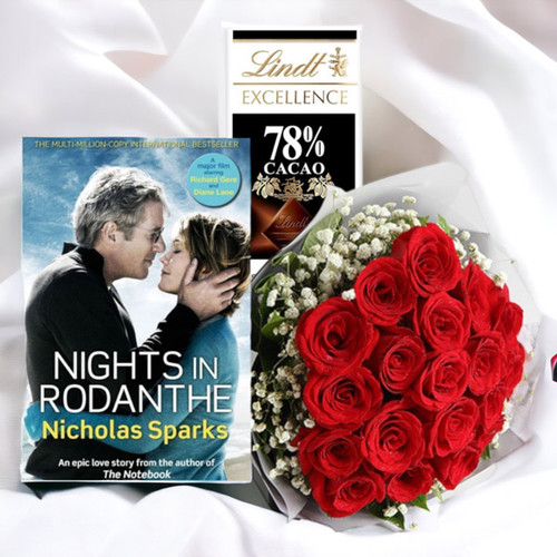 "Romantic Retreat Hamper With Rose, Book, and Chocolate"