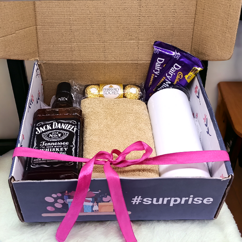 Whiskey Bliss with Towel, Chocolates and Tumbler Combo