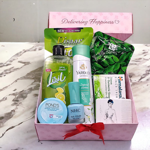 Beauty Hamper With Himalaya Neem, yardley, Ponds, NHC & Mini Mirror For Her