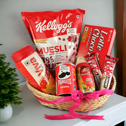 Breakfast Bliss Gift Set with Muesli, Viva, Pringles, Dabur & Chocolates